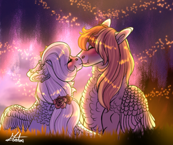 Size: 1278x1071 | Tagged: safe, artist:malinraf1615, oc, oc only, pegasus, pony, female, male, mare, nuzzling, stallion