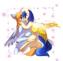 Size: 4118x3986 | Tagged: artist needed, safe, oc, oc only, oc:yun fluttershy, pegasus, pony, couple, female, lesbian, mare, pegasus oc, shipping, simple background, transparent background