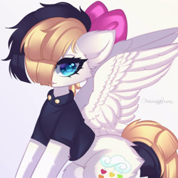 Size: 3000x3000 | Tagged: safe, artist:monstrum, songbird serenade, pegasus, pony, g4, my little pony: the movie, bow, cute, hair bow, high res, looking at you, sia (singer), solo, spread wings, wings