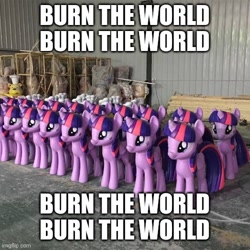 Size: 500x500 | Tagged: safe, twilight sparkle, alicorn, pony, g4, army, craft, irl, meme, multeity, photo, sculpture, self paradox, self ponidox, some mares just want to watch the world burn, sparkle sparkle sparkle, statue, this will end in war, twilight sparkle (alicorn)