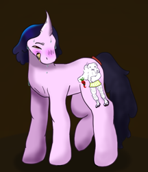 Size: 1029x1192 | Tagged: safe, artist:maggot, oc, oc only, pony, unicorn, blushing, male, no ears, solo, squint, stallion, sweat