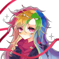 Size: 1080x1080 | Tagged: safe, artist:翅膀63, rainbow dash, human, g4, humanized, solo