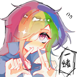 Size: 1080x1080 | Tagged: safe, artist:翅膀63, rainbow dash, human, g4, humanized, solo