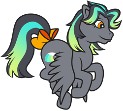 Size: 4192x3784 | Tagged: safe, artist:threetwotwo32232, oc, oc:cool time, pegasus, pony, g1, bow, female, mare, simple background, solo, tail, tail bow, transparent background