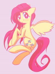 Size: 2480x3293 | Tagged: safe, artist:solid shrimp, fluttershy, pegasus, pony, g4, blushing, female, flying, high res, limited palette, looking at you, mare, simple background, smiling, smiling at you, solo, spread wings, wings