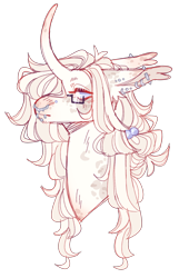 Size: 1760x2733 | Tagged: safe, artist:sleepy-nova, oc, oc only, oc:ivory moon, pony, unicorn, bust, curved horn, female, glasses, horn, mare, portrait, simple background, solo, transparent background