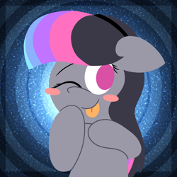 Size: 1600x1600 | Tagged: safe, artist:thebadbadger, oc, oc only, oc:trisha chenery, pony, :p, blushing, tongue out