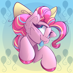 Size: 2500x2500 | Tagged: safe, artist:starcasteclipse, pinkie pie, earth pony, pony, g4, blue tongue, cheek fluff, high res, smiling, solo, tongue out