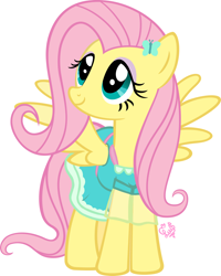 Size: 1280x1602 | Tagged: safe, artist:flutteryaylove, fluttershy, butterfly, pegasus, pony, g4, beautiful, clothes, dress, png, pretty, simple background, smiling, solo, white background