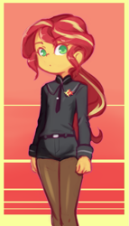 Size: 667x1167 | Tagged: safe, artist:drantyno, sunset shimmer, human, equestria girls, g4, clothes, female, pantyhose, school uniform, solo, younger