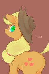 Size: 1828x2732 | Tagged: safe, artist:noupu, applejack, earth pony, pony, g4, applebutt, blonde mane, butt, colored pupils, female, looking at you, looking back, looking back at you, mare, plot, solo