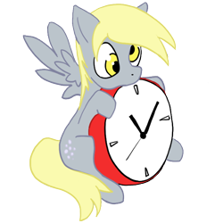 Size: 726x726 | Tagged: safe, artist:ladytechna, derpy hooves, pegasus, pony, g4, clock, cute, derpy being derpy, simple background, solo, transparent background