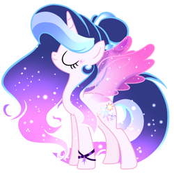Size: 2048x2048 | Tagged: safe, artist:harmonyvitality-yt, oc, oc only, pony, unicorn, artificial wings, augmented, base used, ethereal mane, eyes closed, high res, horn, magic, magic wings, simple background, solo, starry mane, transparent background, unicorn oc, wings