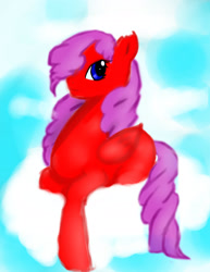 Size: 1700x2205 | Tagged: safe, artist:keykey116, oc, oc only, pegasus, pony, cloud, female, mare, on a cloud, pegasus oc, smiling, solo, torn ear