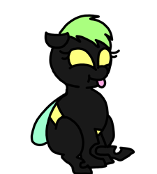 Size: 1275x1414 | Tagged: safe, artist:professorventurer, oc, oc:feet, changeling, :p, changeling oc, chonk, chubby, chunkling, female, simple background, solo, tongue out, transparent background