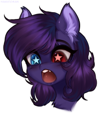Size: 2500x3000 | Tagged: safe, artist:hakkerman, oc, oc only, oc:pestyskillengton, pegasus, pony, ear fluff, female, heterochromia, high res, mare, open mouth, simple background, solo, starry eyes, stars, transparent background, wingding eyes