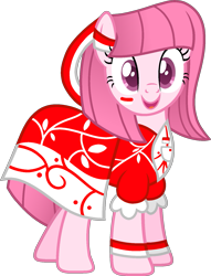 Size: 1289x1685 | Tagged: safe, artist:pegasski, artist:tanahgrogot, oc, oc:annisa trihapsari, earth pony, pony, base used, clothes, cute, dress, earth pony oc, female, indonesia, mare, ocbetes, open mouth, open smile, pretty, simple background, smiling, solo, transparent background, vector