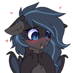 Size: 3000x3000 | Tagged: safe, artist:pesty_skillengton, bat pony, pony, blushing, bust, cute, cute little fangs, embarrassed, fangs, female, heart, mare, portrait, simple background, sketch, solo, transparent background
