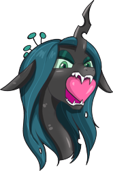 Size: 1376x2074 | Tagged: safe, artist:mdwines, queen chrysalis, changeling, changeling queen, pony, g4, angry, bust, commission, emotions, heart, hearts and hooves day, holiday, isolated, open mouth, png, portrait, sketch, solo, sticker, teeth, transparent background, valentine's day, valentine's day card, your character here