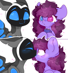 Size: 3200x3400 | Tagged: artist needed, safe, oc, oc:amika, oc:veen, original species, pegasus, plane pony, pony, robot, robot pony, blushing, chocolate, comic, food, heterochromia, high res, hot chocolate, licking, pegasus oc, plane, solo, tongue out