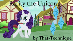 Size: 1920x1080 | Tagged: safe, artist:that-technique, artist:user15432, rarity, pony, unicorn, g4, bush, flower, house, looking up, music, ponyville, smiling, song, sound, sound only, tree, video, webm, youtube link