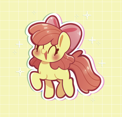 Size: 1658x1586 | Tagged: safe, artist:typhwosion, apple bloom, earth pony, pony, g4, bow, februpony, female, filly, foal, hair bow, solo, sparkles