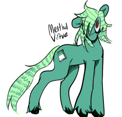 Size: 1303x1253 | Tagged: safe, artist:maggot, oc, oc only, oc:menthol virtue, earth pony, pony, hair over one eye, hooves, looking at you, simple background, solo, unshorn fetlocks, white background