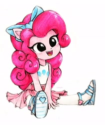 Size: 1935x2296 | Tagged: safe, artist:liaaqila, part of a set, pinkie pie, human, equestria girls, g4, cute, diapinkes, equestria girls minis, female, open mouth, simple background, solo, toy interpretation, traditional art, white background