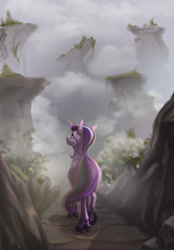 Size: 820x1180 | Tagged: safe, artist:stirren, starlight glimmer, pony, unicorn, g4, fog, frog (hoof), hooves, nature, rock, scenery, solo, underhoof