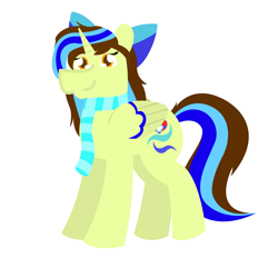 Size: 1500x1500 | Tagged: safe, artist:epsipeppower, oc, oc only, oc:epsi pep power, alicorn, pony, bow, clothes, cute, hair bow, old art, scarf, simple background, solo, striped mane, striped scarf, striped tail, tail, unshaded, white background