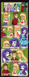 Size: 1000x2650 | Tagged: safe, artist:lucy-tan, applejack, dj pon-3, octavia melody, rarity, sweetie belle, vinyl scratch, human, equestria girls, g4, my little pony equestria girls: better together, canterlot high, cody martin, comic, crossover, freddie benson, icarly, lockers, love, rarity peplum dress, zack martin