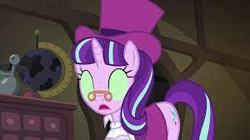 Size: 300x168 | Tagged: safe, artist:movieliker236, edit, edited screencap, screencap, snowfall frost, starlight glimmer, pony, a hearth's warming tail, g4, clothes, female, frock coat, glowing eyes, hat, jabot, mind control, shirt, solo, sombrafied, top hat
