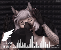 Size: 1300x1082 | Tagged: safe, alternate version, artist:szkar, oc, oc:devilvoice, anthro, eyes closed, female, singing, solo