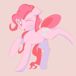 Size: 2480x2473 | Tagged: safe, artist:solid shrimp, pinkie pie, earth pony, pony, g4, female, high res, one eye closed, open mouth, open smile, simple background, smiling, solo, wink