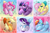 Size: 7500x4990 | Tagged: safe, artist:starcasteclipse, applejack, fluttershy, pinkie pie, rainbow dash, rarity, twilight sparkle, alicorn, earth pony, pegasus, pony, unicorn, g4, bow, gradient background, hair bow, mane six, tongue out, twilight sparkle (alicorn)