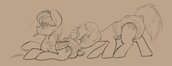 Size: 1280x497 | Tagged: safe, artist:ricktin, oc, oc:peppermint lime, oc:trance wave, pony, diaper, diaper fetish, fetish, non-baby in diaper, sketch