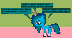 Size: 1209x638 | Tagged: safe, artist:wearethebestever, misty brightdawn, pony, unicorn, g5, spoiler:g5, speech bubble