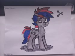 Size: 4080x3060 | Tagged: safe, artist:unyielder, oc, oc only, oc:unyielder, pegasus, pony, pony town, colored, gray coat, pegasus oc, shadow, solo, traditional art