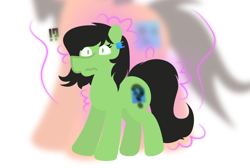 Size: 4091x2747 | Tagged: safe, artist:epsipeppower, oc, oc:filly anon, oc:robertapuddin, earth pony, pony, age regression, confused, ear piercing, earring, exclamation point, female, filly, height, interrobang, jewelry, messy mane, piercing, question mark, simple background, size comparison, swap, swapped cutie marks, transformation, white background, younger