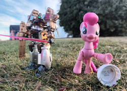 Size: 1280x915 | Tagged: safe, artist:dingopatagonico, pinkie pie, earth pony, pony, g4, guardians of harmony, gundam, gundam wing, irl, photo, serpent mobile suit, toy