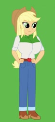 Size: 328x720 | Tagged: safe, artist:inferno55, applejack, human, equestria girls, g4, belt, belt buckle, big breasts, boots, breasts, busty applejack, clothes, cowboy boots, cowboy hat, cowgirl, denim, hat, high heel boots, jeans, pants, shirt, shoes, solo, stetson