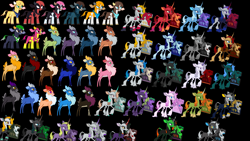 Size: 1920x1080 | Tagged: safe, arizona (tfh), oleander (tfh), velvet (tfh), cow, them's fightin' herds, alternate color palette, black background, community related, implied queen chrysalis, implied trixie, implied vinyl scratch, simple background