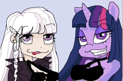 Size: 1126x745 | Tagged: safe, artist:anonymare, twilight sparkle, human, unicorn, anthro, g4, anime, danganronpa, danganronpa 2, humanized, kyoko kirigiri, ms paint