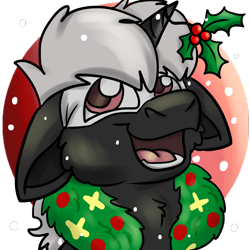 Size: 2000x2000 | Tagged: safe, artist:euspuche, oc, oc only, oc:pustka, pony, unicorn, bust, christmas, floppy ears, high res, holiday, holly, holly mistaken for mistletoe, icon, male, portrait, simple background, smiling, solo, transparent background