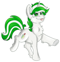 Size: 1893x1949 | Tagged: safe, artist:euspuche, oc, oc only, oc:mint leaf, pony, unicorn, :p, chest fluff, male, simple background, smiling, solo, tongue out, transparent background