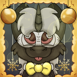 Size: 2000x2000 | Tagged: safe, artist:euspuche, oc, oc only, oc:pustka, pony, unicorn, bust, christmas, happy new year, high res, holiday, icon, male, portrait, simple background, smiling, solo