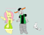 Size: 734x590 | Tagged: safe, artist:anonymare, angel bunny, fluttershy, pegasus, rabbit, anthro, g4, amputee, animal, crossover, gray background, homestuck, ms paint, prosthetic leg, prosthetic limb, prosthetics, simple background, tavros nitram, troll (homestuck)