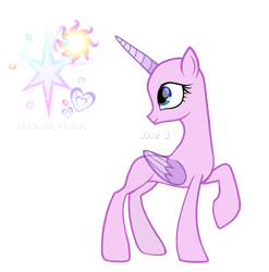 Size: 3576x3616 | Tagged: safe, artist:harmonyvitality-yt, oc, oc only, alicorn, pony, alicorn oc, base, concave belly, eyelashes, female, folded wings, high res, horn, looking back, mare, raised hoof, simple background, slender, smiling, solo, thin, transparent background, turned head, wings