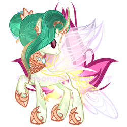 Size: 2048x2048 | Tagged: safe, artist:harmonyvitality-yt, oc, oc only, changepony, hybrid, pony, high res, hoof shoes, interspecies offspring, looking back, offspring, parent:princess celestia, parent:thorax, parents:thoralestia, raised hoof, simple background, solo, transparent background