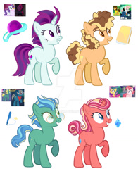 Size: 1024x1304 | Tagged: safe, artist:lanternik, cheese sandwich, fashion plate, rarity, svengallop, tempest shadow, oc, earth pony, pony, unicorn, g4, base used, deviantart watermark, earth pony oc, glasses, grin, horn, magical gay spawn, magical lesbian spawn, male, obtrusive watermark, offspring, parent:cheese sandwich, parent:fashion plate, parent:rarity, parent:svengallop, parent:tempest shadow, screencap reference, simple background, smiling, stallion, unicorn oc, watermark, white background